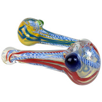 4.5" Silver Fumed Lattacino Line Work Spoon Hand Pipe - 2 Pack (MSRP $45.00ea)