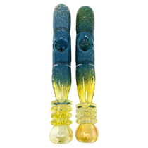 7" Silver Fumed Frit Pinched Steamroller Hand Pipe - 2 Pack (MSRP $50.00ea)