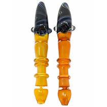 8" Fumed Triple Ring Wave Work Steamroller Hand Pipe - 2 Pack (MSRP $65.00ea)