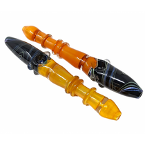 8" Fumed Triple Ring Wave Work Steamroller Hand Pipe - 2 Pack (MSRP $65.00ea)