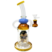 On Point Glass - 11" Assorted Color Trim Spooky Face perc Banger Hanger Water Pipe - with 14M Bowl & 4mm Banger (MSRP $120.00)