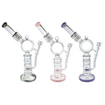 Lookah Glass - 15" Donut Double Honeycomb Tree Perc Water Pipe - with 14M Bowl (MSRP $165.00)