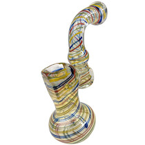 7" Silver Fumed Rasta Spiral Squared Bubbler Hand Pipe (MSRP $60.00)