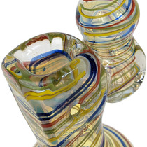 7" Silver Fumed Rasta Spiral Squared Bubbler Hand Pipe (MSRP $60.00)