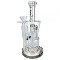 Chill Glass - 10" Color Trim Matrix Circle Perc Water Pipe - with 18M Bowl (MSRP $100.00)