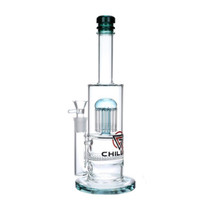 Chill Glass - 14" Tree & Honey Comb Disk Multi Perc Water Pipe - Pale Green - with 18M Bowl (MSRP $120.00)