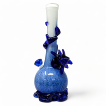 High Point Glass - 14"  Ripple Ridge Bloom-Petal Vine Soft Glass Water Pipe - with 14M Bowl (MSRP $80.00)