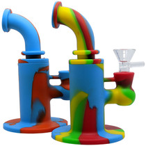 6.3" Silicone Mixed Color Banger Hanger Water Pipe - with 14M Bowl (MSRP $30.00)