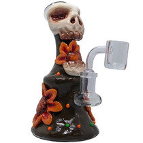 7" Clay Skull Dab Rig Water Pipe - with 14M Banger (MSRP $45.00)