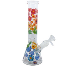 10" Flower Decal Beaker Water Pipe - with 14M Bowl (MSRP $40.00) 