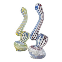 6" Clear Glass Line Art Medium Bubbler Hand Pipe - 2 Pack (MSRP $25.00ea)