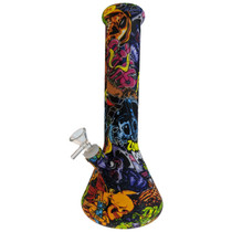12" Silicone Water Transfer Beaker Water Pipe - Zombie Skulls -  with 14M Glass Bowl (MSRP $40.00)