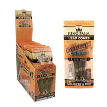 King Palm - 1 ¼  Squeeze And Pop Leaf Cones (3pk) - Cantaloupe - 15ct Display (MSRP $2.00ea)