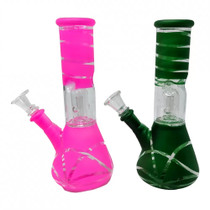 8" Assorted Clear Center Perc Beaker Water Pipe (MSRP $15.00)