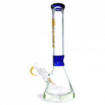 Social Glass - 15" Brilliance Clear Glass Beaker Water Pipe - with 14M Bowl (MSRP $95.00)