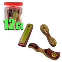 Assorted Wooden Hand Pipe - 12ct Jar (MSRP $5.00ea)