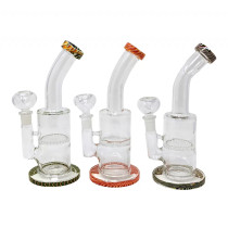 8" Assorted Color Honeycomb Twisted Rim Water Pipe - with 14M Bowl (MSRP $30.00)