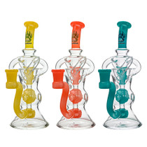 Calibear - 8" Vibrant Color Triple Perc Recycler Water Pipe - with 14M Bowl (MSRP $120.00)