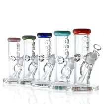 On Point Glass - 8" 9mm Ice Pinch Straight Tube Water Pipe - with 14M Bowl (MSRP $45.00)