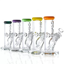 On Point Glass - 8" 9mm Ice Pinch Straight Tube Water Pipe - with 14M Bowl (MSRP $45.00)