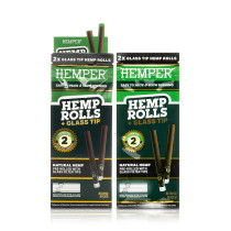 Hemper - Hemp King Size Rolls with Glass Tips (2pk) - Display of 12 (MSRP $2.99ea)
