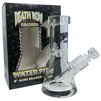Death Row Records - 8" 7mm Mini Beaker Water Pipe - Clear - with 14M Bowl (MSRP $60.00)