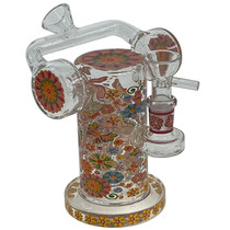 6" Flower Decal Rig Warer Pipe - with 14M Bowl & 4mm Banger (MSRP $45.00)