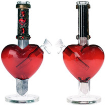10" Clay Assorted Magic Heart Water Pipe - with 14M Bowl & 4mm Banger (MSRP $60.00)
