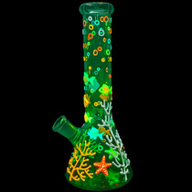 10" Assorted Glow in the Dark Reef Ripper Beaker Water Pipe - with 14M Bowl (MSRP $50.00)