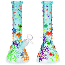 10" Assorted Glow in the Dark Reef Ripper Beaker Water Pipe - with 14M Bowl (MSRP $50.00)