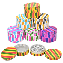 50mm Assorted Stripe 4 Part Grinder - 6 Pack (MSRP $5.00ea)