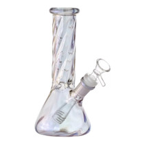 8" Swirl Glass ElectroPlated Beaker Water Pipe (MSRP $35.00) 