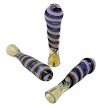 3" Silver Fumed Slyme Rainbow Ribbon Chillum Hand Pipe - 5 Pack (MSRP $5.00ea)