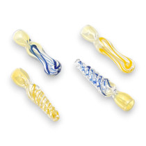 3" Assorted Design Gold Fumed Chillum Hand Pipe - 5 Pack (MSRP $5.00ea)
