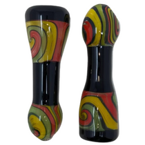 3" Black & Rasta Wig Wag Chillum Hand Pipe - 3 Pack (MSRP $10.00ea)