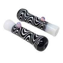 3" Zebra Wig Wag Gold Fumed Marble Chillum Hand Pipe - 3 Pack (MSRP $10.00ea)