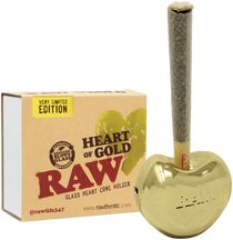 RAW® - Heart of Gold Glass Cone Holder - Single (MSRP $34.99)