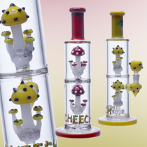 Cheech Glass - 12" Double Mushroom Kingdom Water Pipe - with 14M Bowl (MSRP $100.00)