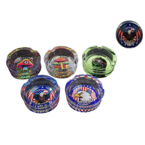 3.3" Glass Assorted UV Printed Design Ashtray - Display of 6 (MSRP $5.00ea)