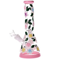 10" Assorted Painted Flower Beaker Water Pipe - with 14M Bowl (MSRP $25.00)