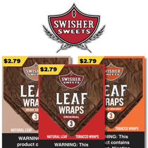 Swisher Sweets - Tobacco Wraps (3ct) Box of 10 (Pre-priced $2.79)