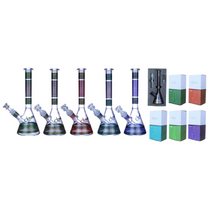 Clover Glass - 10" Assorted Color Fancy Decal Beaker Water Pipe - with 14M Bowl (MSRP $40.00)