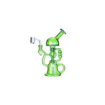 Clover Glass - 9" Assorted Color Multi Arm Mushroom Recycler Water Pipe - with 14M Banger (MSRP $70.00)
