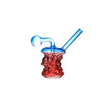 Clover Glass - 4.7" Assorted Color Skull Blaze Oil Burner Water Pipe (MSRP $10.00)