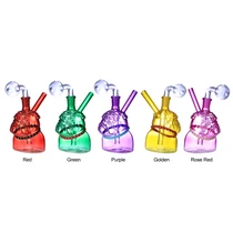 Clover Glass - 5.5" Assorted Color BullDog Oil Burner Water Pipe (MSRP $10.00)