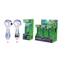 Clover Glass - 4" Assorted Color Decal Diamond Tube Spoon Hand Pipe - Display of 6 (MSRP $10.00ea)