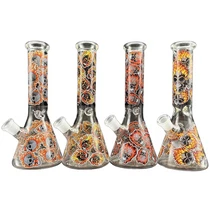 10" Flaming Skull Beaker Water Pipe - with 14M Bowl (MSRP $60.00)