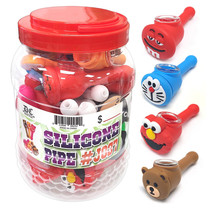 Silicone Assorted Design Hand Pipe - 20ct Jar (MSRP $10.00ea)