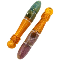 7.5" Frit Art Heavy Gold Fumed Steam Roller Hand Pipe - 2 Pack (MSRP $15.00ea)
