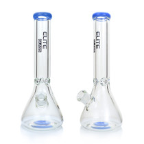 Elite Glass - 9mm Thick Color Rim N Base Beaker Water Pipe (MSRP $60.00-$75.00)